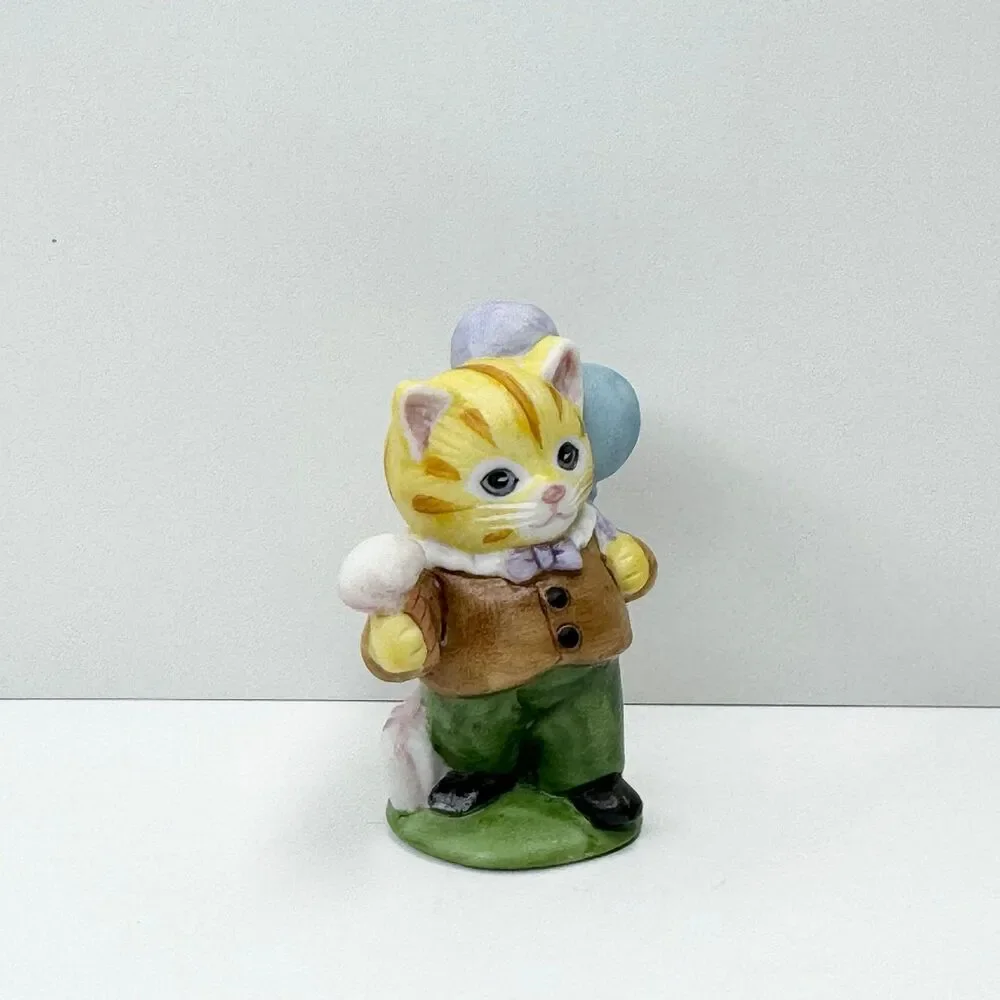 1990 Schmid Kitty Cucumber Mini Cat Figurine Balloons Ice Cream Party Treat - Picture 4 of 8